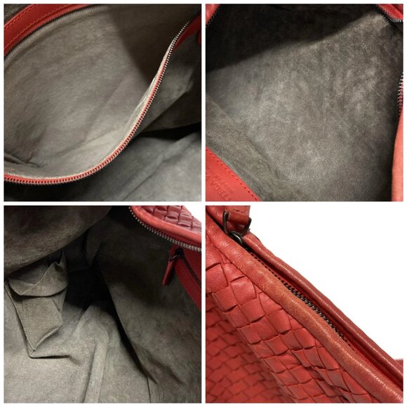 Auth BOTTEGA VENETA Large Veneta bag - Red Leather Handbag - Picture 12 of 14